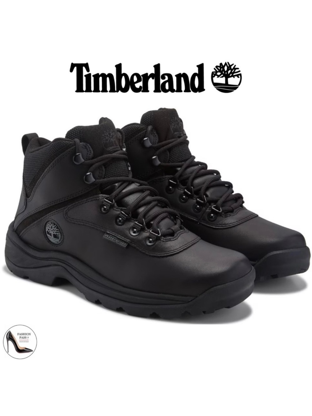 Timberland Men's White Ledge Black Leather Waterproof Hiking Boot Winter Snow 10